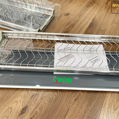 Giá úp bát 2 tầng cố định inox bóng cho tủ bếp trên
