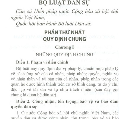 Bộ Luật Dân Sự  Nước Cộng Hòa Xã Hội Chủ Nghĩa Việt Nam (Có Hiệu Lực Thi Hành Từ Ngày 01/01/2017)