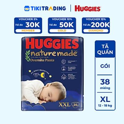 Tã quần Huggies Naturemade ban đêm XL 38 miếng