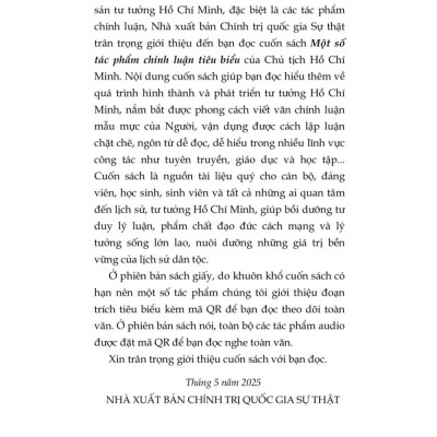 Một số tác phẩm chính luận tiêu biểu của Chủ tịch Hồ Chí Minh - bản in 2025