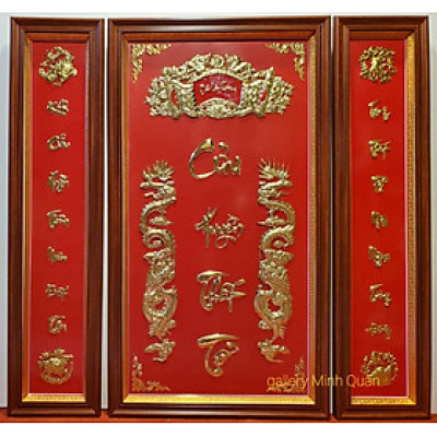 LIỄNG THỜ GIA TIÊN " CỬU HUYỀN THẤT TỔ" ĐỒNG VÀNG NGUYÊN CHẤT ( KT 117*121cm)