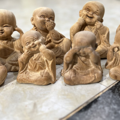 Bộ tượng tứ không bằng gỗ ngọc am thơm nức kt 12×10×9cm 