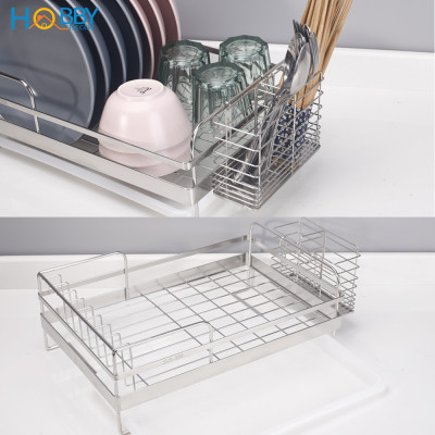 Kệ chén 1 tầng đa năng inox 304 kèm ống đũa Hobby home decor KC1