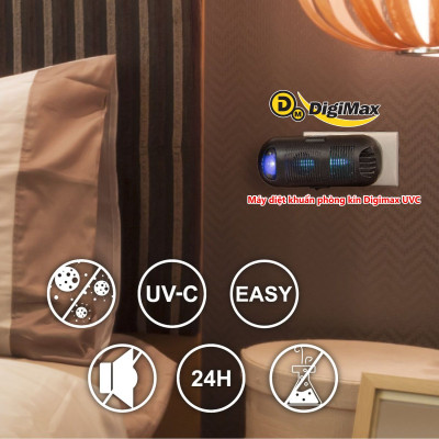 Máy diệt khuẩn phòng kín Digimax UV-C, 30-50m2, 24/7, 10.000hr, AC 220V - Hàng Chính Hãng