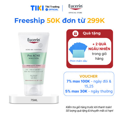 Gel Rửa Mặt Cho Da Mụn Eucerin 3X Treatment Gel To Foam Cleanser 75ml