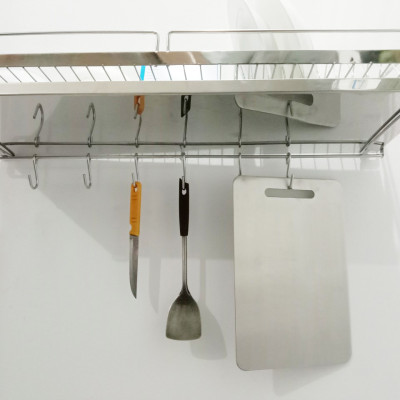 Kệ Chén 1 Tầng Có Khay Hứng Nước Inox SUS 304