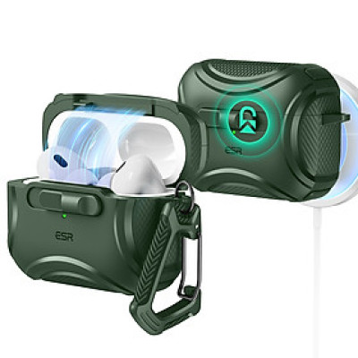 Ốp ESR Cyber FlickLock Case (HaloLock) có khoá thông minh cho Airpods Pro 2/ Airpods Pro sạc từ tính, kèm móc treo_ Hàng Chính Hãng