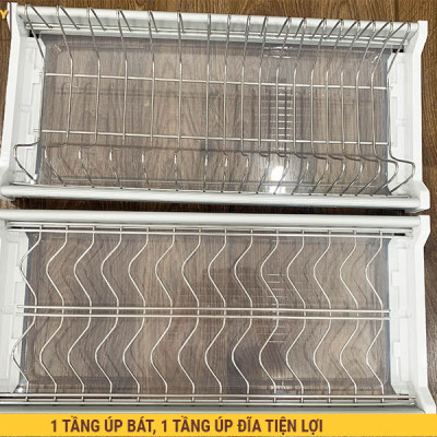 Giá để bát đĩa trong tủ bếp 2 tầng inox 304 vĩnh viễn không han gỉ thương hiệu Grob