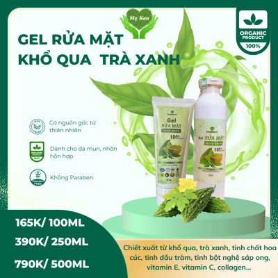 GEL RỬA MẶT THIÊN NHIÊN CHIẾT XUẤT KHỔ QUA VÀ TINH CHẤT TRÀ XANH MẸ KEN 100ml - Dành cho da hỗn hợp, da nhờn, da mụn