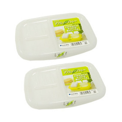 Combo 02 Khay nhựa đựng xà bông tắm, xà phòng rửa tay,vv  Leaf Inomata chia 2 ngăn - Nội địa Nhật Bản