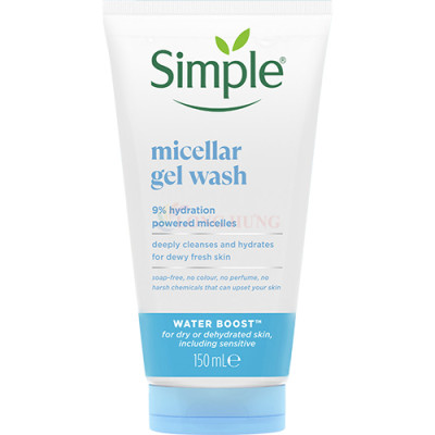 Sữa rửa mặt Simple Micellar Gel Wash giúp cấp ẩm và sạch sâu cho da khô (150ml) - Hàng chính hãng
