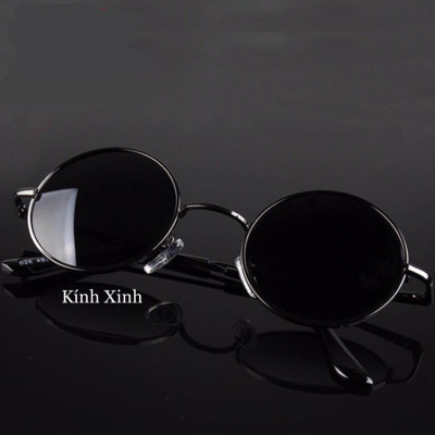 Kính mát Mắt tròn thầy bói full đen cao cấp
