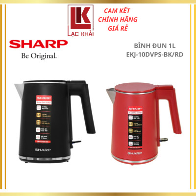 Bình đun siêu tốc Sharp 1 lít EKJ-10DVPS (BK/RD) - Công suất 1500W - Hàng chính hãng