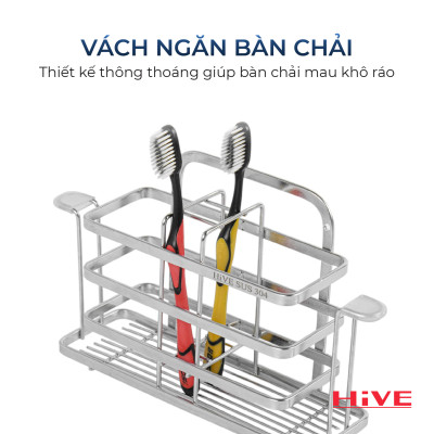 Kệ đựng bàn chải, kem đánh răng HiVE Inox 304