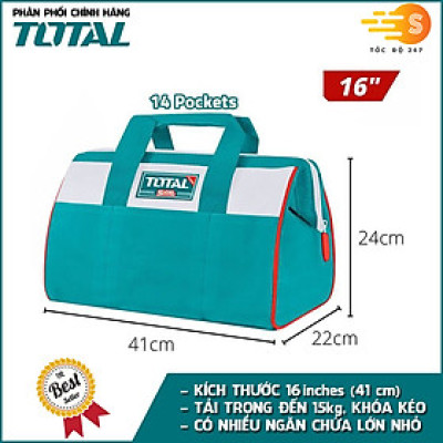Túi xách đựng dụng cụ đồ nghề TOTAL THT261325 (13in), THT261625 (16in) - Nhiều ngăn chứa, tải trọng lớn, Vải polyeste chắc chắn