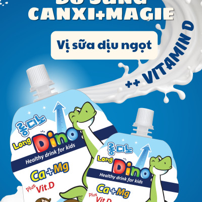 Nước Uống Bổ Sung Canxi Và Vitamin D Cho Trẻ - Long Dino Vị Sữa (1 Gói x 120ml)