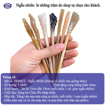 Trâm cài tóc bằng sừng hàng VIP (HH602) đục khắc hình dễ thương - đủ loại kiểu dáng