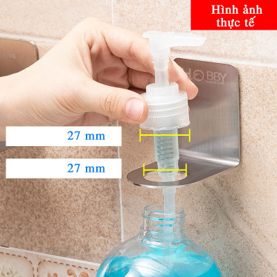 Bộ 2 móc treo cổ chai nước rửa tay dầu gội inox 304 mẫu dán HOBBY Home Decor MTDG