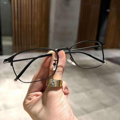 Kính mắt unisex dáng chữ nhật kim loại mảnh nhẹ cao cấp