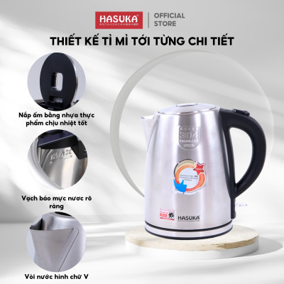 Ấm siêu tốc HASUKA HSK-177 dung tích 1.7L, công suất 1850W đun nhanh, chế độ ngắt tự động tiết kiệm điện tối đa - HÀNG CHÍNH HÃNG