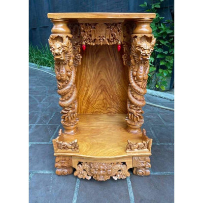 Bàn thờ thần tài Gõ Lào 60 x 98cm , bàn thờ ông địa cao cấp , hàng liền khối