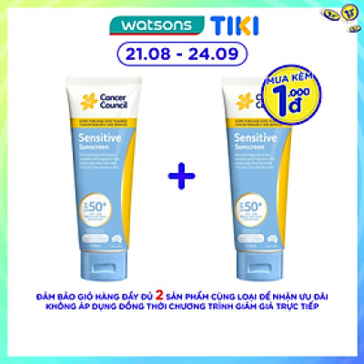 Kem Chống Nắng Cancer Council Sensitive Dành Cho Da Nhạy Cảm SPF50+ 110ml