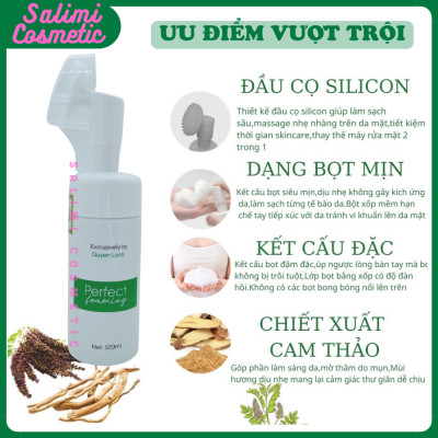 Sữa Rửa Mặt Sạch Mụn PERFECT FOAMING 120ml, Làm Sạch Sâu, Có Đầu Cọ Massage Tạo Bọt, Trắng Hồng, Đào Thải Độc Tố