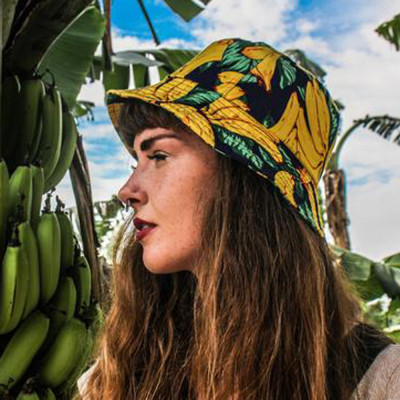 Mũ bucket trái chuối phong cách thời trang du lịch biển, họa tiết trái chuối & lá độc đáo, chất liệu vải mềm mại - Hạnh Dương