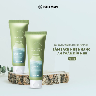 Sữa rửa mặt rau má PrettySkin The Pure Jeju Cica Cleansing Foam  150ml
