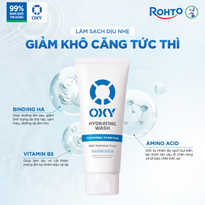 Sữa rửa mặt cho nam Oxy sạch dịu nhẹ, giảm khô căng dạng gel Oxy Hydrating Wash 100g