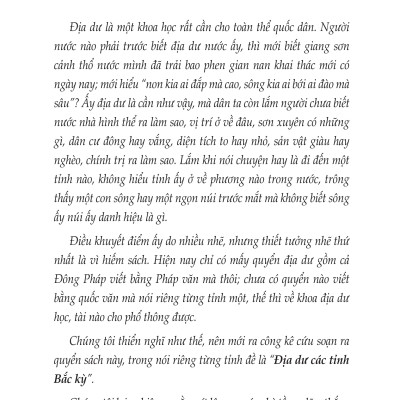 Địa Dư Các Tỉnh Bắc Kỳ