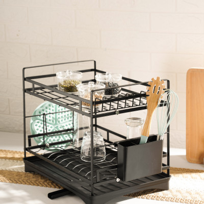 Kệ úp bát đĩa nhà bếp đa năng 2 tầng kèm khay hứng nước . Phân phối bởi Cobi Home.