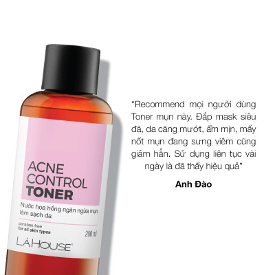 Bộ sản phẩm chăm sóc da LÁ HOUSE gồm Toner giúp ngăn ngừa mụn Acne Control,Bông tẩy trang