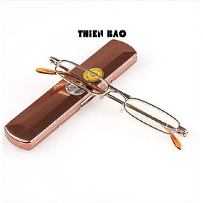 Kính lão thị, viễn thị siêu gọn  Đọc sách Mini Nam nữ hợp kim có hộp thiếc đẹp toàn viền tròng sáng chuẩn độ cao cấp loại I KVG67