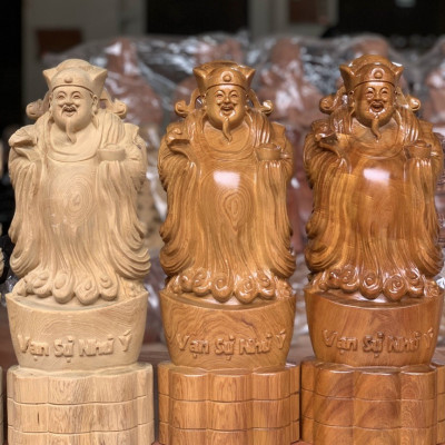 Tượng phật ông thần tài bằng gỗ hương kt cao 40×15×11cm