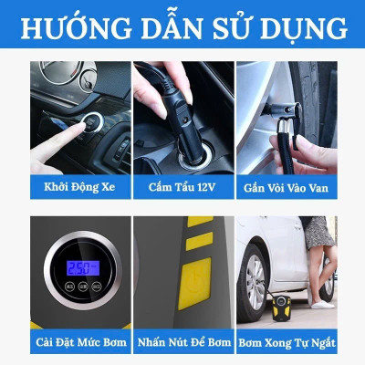 Bơm Lốp Ô Tô, Xe Máy Tự Ngắt Thông Minh – Đồng Hồ Áp Suất Số, Bơm Cực Nhanh, Chất Lượng Cao Cấp
