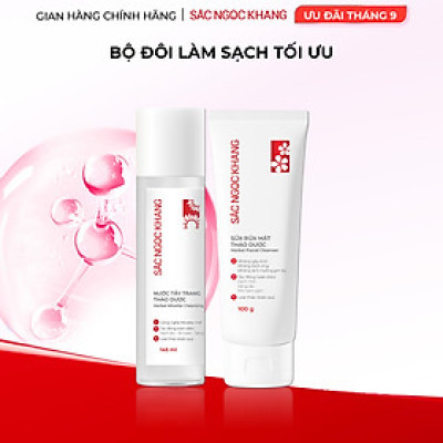 Bộ đôi làm sạch sâu cho da Sắc Ngọc Khang: Nước tẩy trang 145ml + Sữa rửa mặt 100g