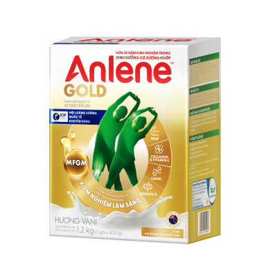 Bao bì mới - Combo 4 Sữa Bột Anlene Gold Hương Vanilla (Hộp Giấy 1,2kg)