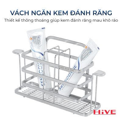 Kệ đựng bàn chải, kem đánh răng HiVE Inox 304