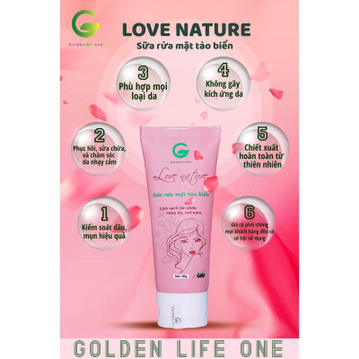 Combo Sữa Rửa Mặt Love Nature 50ML + Tẩy Tế Bào Chết Love Nature 100ML + Serum Tảo Biển Love Nature 15ML GOLDEN LIFE ONE