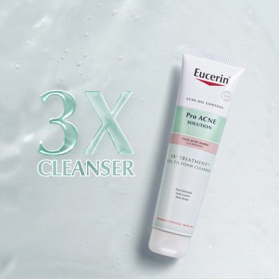 Gel Rửa Mặt Eucerin Pro Acne Solution 3X Treatment Gel To Foam Cleanser 150ml
