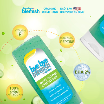 Sữa rửa mặt BHA 2% ngăn ngừa và giảm mụn cho da dầu mụn Bye Bye Blemish Anti-Acne Cleanser 236ml