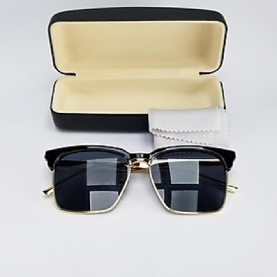 Kính mát nam nữ gọng kim loại vàng chắc chắn thời trang Hàn Quốc