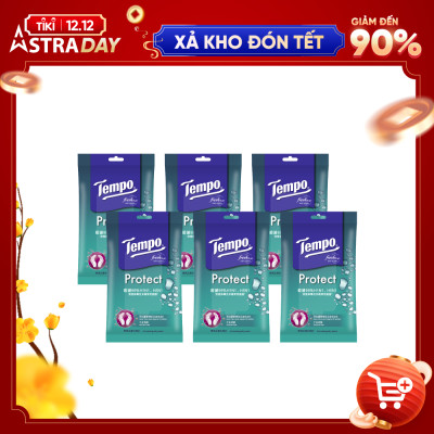 [MUA 5 GÓI TẶNG 1 GÓI] gói Khăn giấy ướt diệt khuẩn Tempo Protect Wet Wipes (Gói 10 tờ)