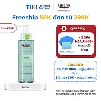 Gel rửa mặt giảm mụn Eucerin Pro Acne Cleansing Gel 200ml