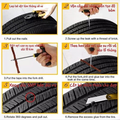 Bộ Dụng Cụ Vá Lốp Xe Máy, Ô Tô Không Săm Tại Nhà – Hàng Cao Cấp Bền Bỉ vòi nước
