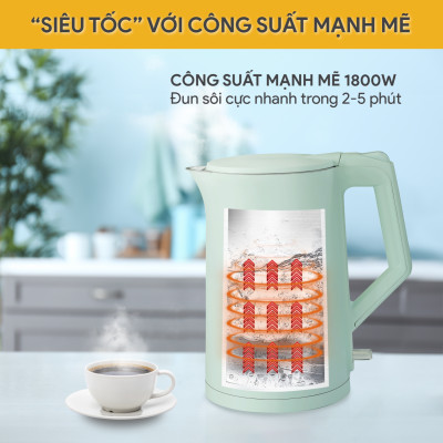 Ấm Đun Siêu Tốc BlueStone KTB-3456 1.5 Lít 1800W - Hàng Chính Hãng