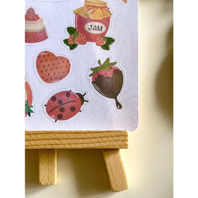 Sticker sheet tự thiết kế strawberry fever - hình dán sổ, nhật kí bullet journal - unim038
