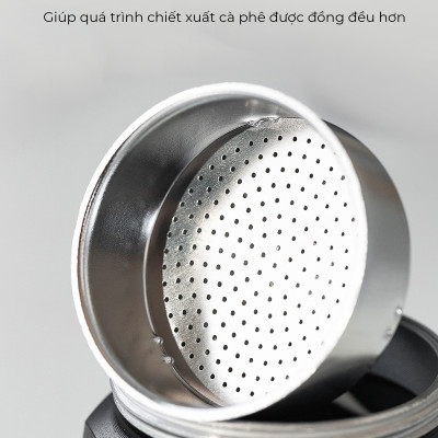 Bình moka nhôm 2 cup 90ml màu đen CAFE DE KONA