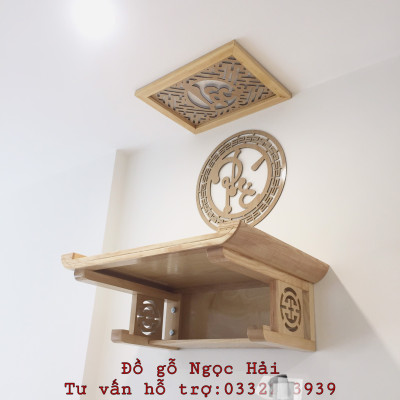 Combo bộ bàn thờ chung cư 89 +ám khói + chữ phúc ...bằng gỗ sồi nga